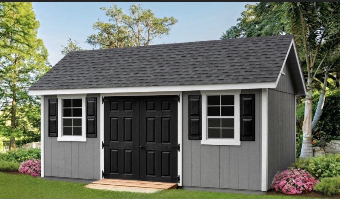 Gray A-Frame with Shutters