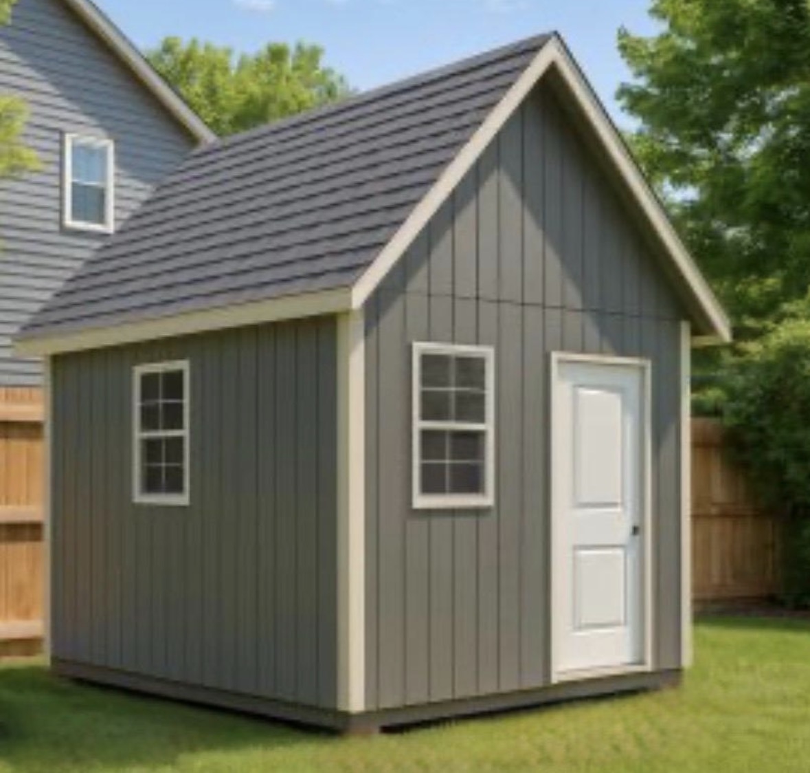 Gray Board and Batten in Yard